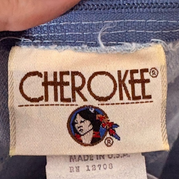 Vintage Cherokee A-Line Skirt Blue White Abstract Print Cotton USA Made Size 12 - Picture 8 of 10